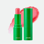  AMUSE Бальзам для губ увлажняющий с розовым оттенком vegan green lip balm 02 rose, 3,5 г